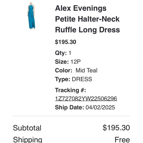 Alex Evenings Blue Asymmetrical Ruffled Maxi Gown - Picture 3 of 4